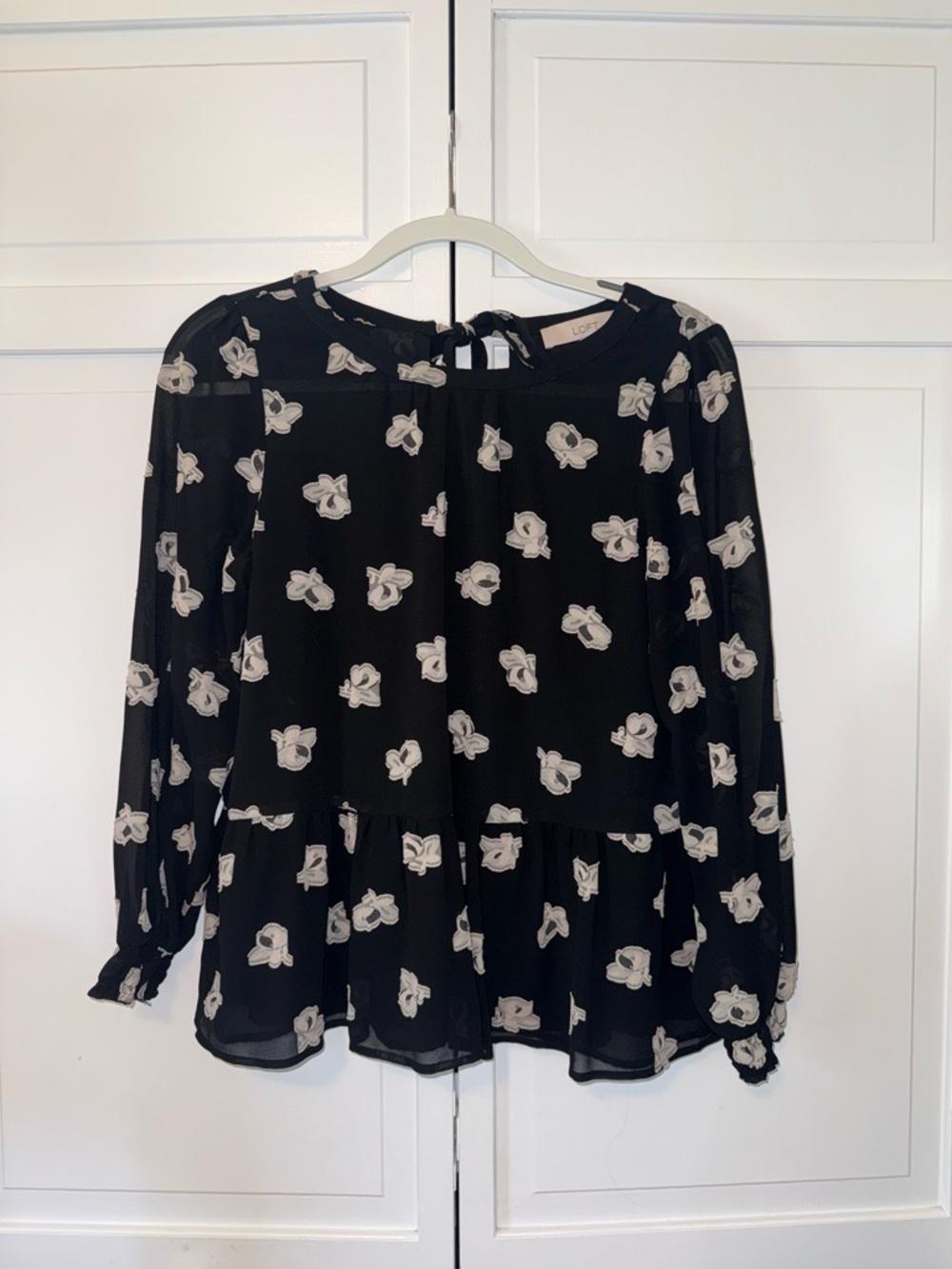 Loft black floral blouse